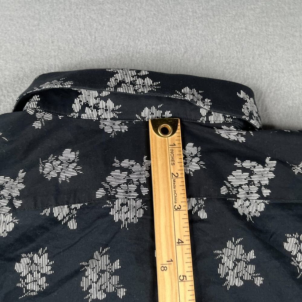 Express 1MX Shirt XL Black Floral Extra Slim Stretch Button Up Long Sleeve Mens - Picture 8 of 11